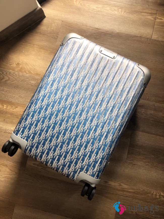 Uubags | Dior And Rimowa carry-on luggage in blue 55x40x23cm - 1