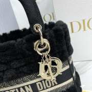 Uubags | Dior Medium Lady D-Lite Bag Ecru Cannage Lambskin Shearling In Black 24x21x12cm - 6