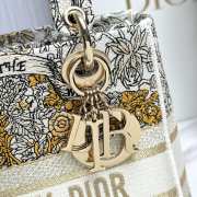 Uubags | Dior Medium Lady D-Lite Bag Beige Embroidery with Multicolor Dior Around the World Motif  24x21x12cm  - 3