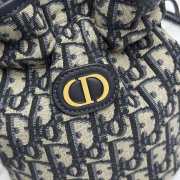 Uubags | 30 Montaigne Mini Bucket Bag with Drawstring Blue Dior Oblique Jacquard 16x18.5x13cm  - 3