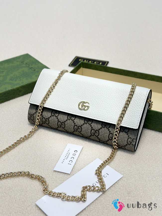 Uubags | Gucci Marmont bi-color continental wallet white and ebony GG Supreme canvas 19x10.5x3.5cm - 1