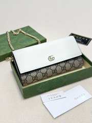 Uubags | Gucci Marmont bi-color continental wallet white and ebony GG Supreme canvas 19x10.5x3.5cm - 4