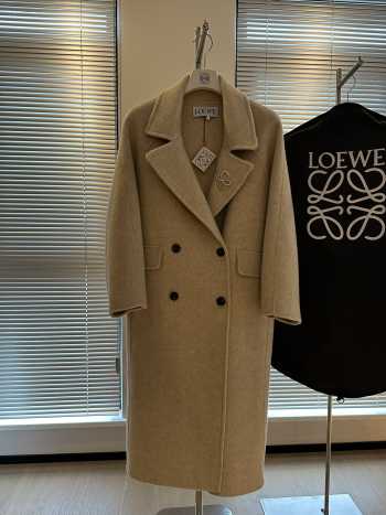 Uubags | Loewe Double-breasted coat in brown cashmere