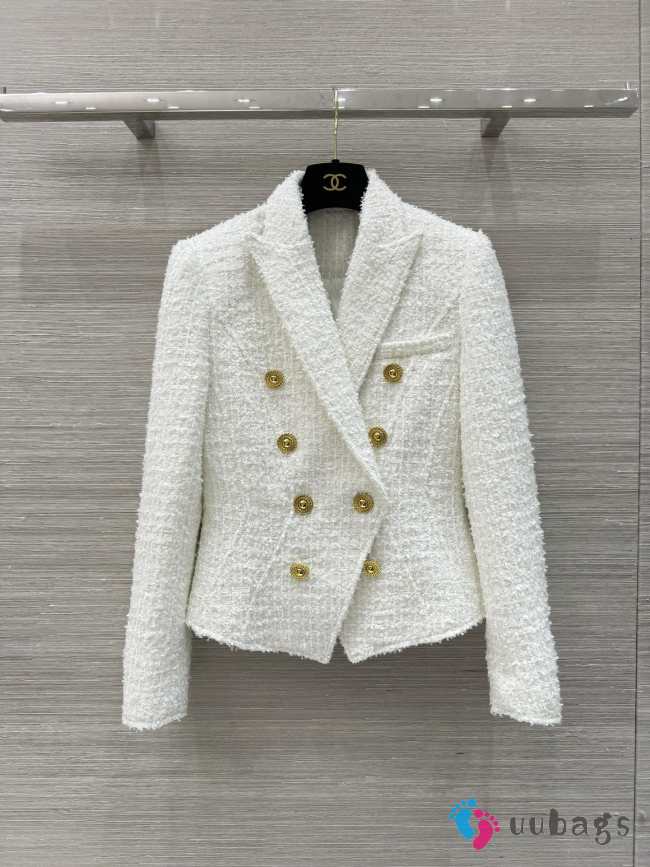 Uubags | Balmain Jolie Madame Tweed Jacket In White - 1