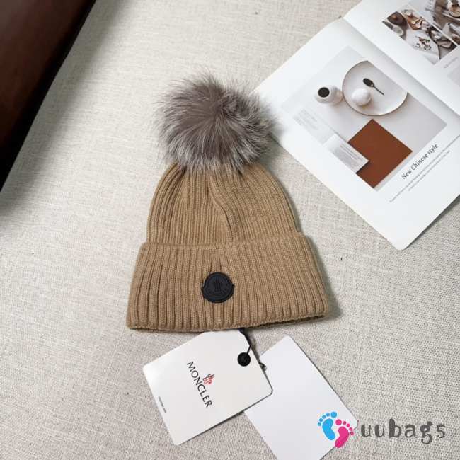 Uubags | Moncler wool pom pom beanie in beige - 1