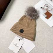 Uubags | Moncler wool pom pom beanie in beige - 4