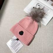 Uubags | Moncler wool pom pom beanie in pink - 4