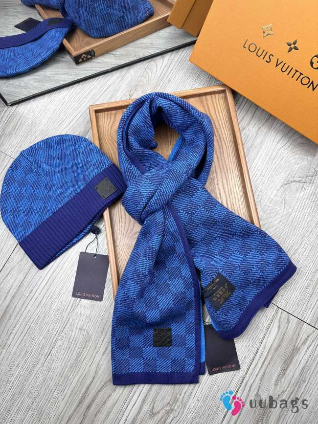 Uubags | Set Louis Vuitton Petit Damier Scarf and Hat 01 - 1