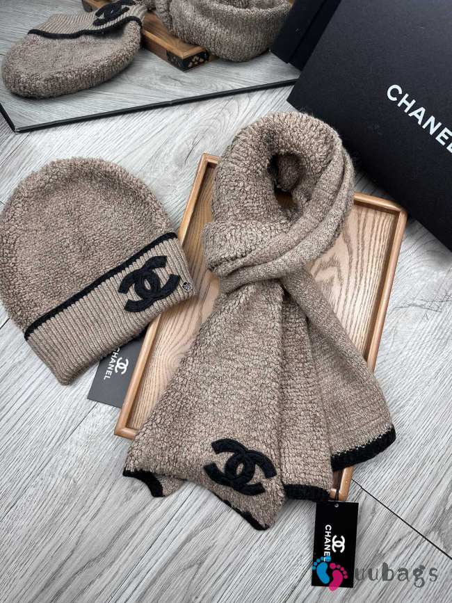 Uubags | Set Chanel Wool Hat & Scarf In Brown - 1