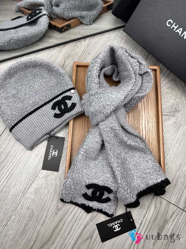 Uubags | Set Chanel Wool Hat & Scarf In Grey - 1