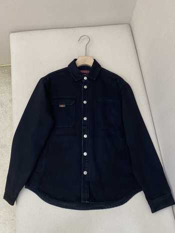 Uubags | Gucci embroidery dark grey stone-washed denim shirt