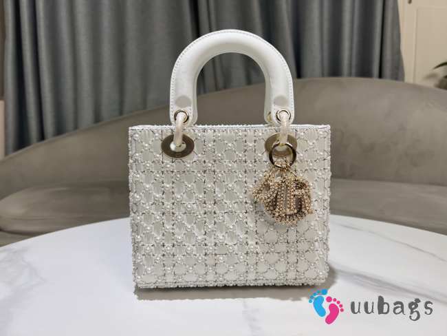 Uubags | Dior Lady Diana Bead Bag White 20x16.5x8cm - 1