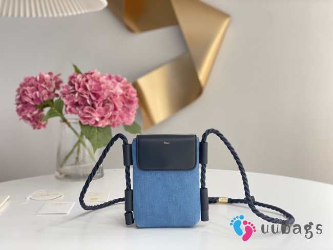 Uubags | Chloé Key Mini Crossbody Bag In Blue 13x3x18cm - 1