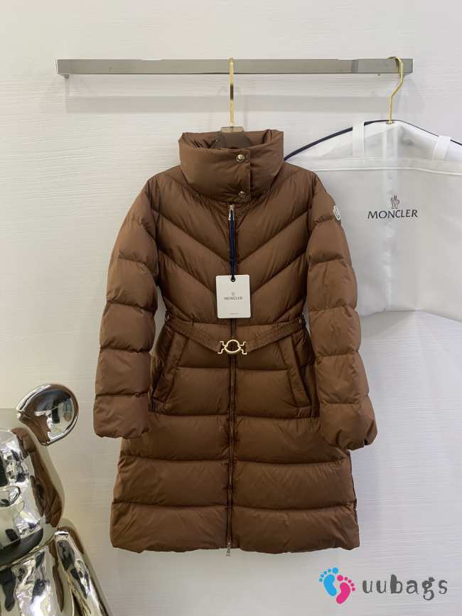 Uubags | Moncler Brou Quilted Down Coat in Brown - 1