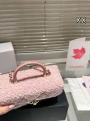 Uubags | Chanel 23K pink tweed handle box bag with gold chain 18x9x10cm - 6