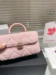 Uubags | Chanel 23K pink tweed handle box bag with gold chain 18x9x10cm - 4