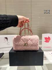 Uubags | Chanel 23K pink tweed handle box bag with gold chain 18x9x10cm - 2