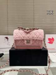 Uubags | Chanel Mini Flap Bag Tweed & Silver-Tone In Pink 20cm - 1