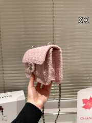 Uubags | Chanel Mini Flap Bag Tweed & Silver-Tone In Pink 20cm - 6