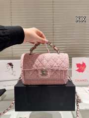 Uubags | Chanel Mini Flap Bag Tweed & Silver-Tone In Pink 20cm - 2