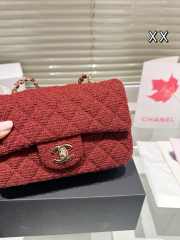 Uubags | Classic Bag 11.12 Wool Tweed & Gold Plated Metal Dark Red 20cm - 3