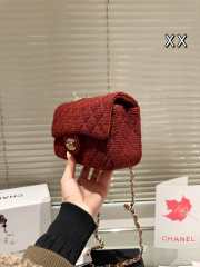 Uubags | Classic Bag 11.12 Wool Tweed & Gold Plated Metal Dark Red 20cm - 5