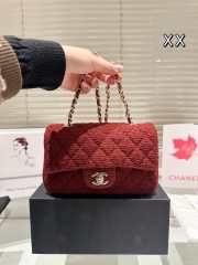 Uubags | Classic Bag 11.12 Wool Tweed & Gold Plated Metal Dark Red 20cm - 4