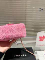 Uubags | Chanel Mini Flap Bag Cotton Tweed Imitation Pearls Pink AS4385 12.5x17x5cm - 4