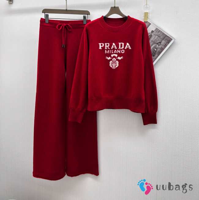 Uubags | Prada set sweater with pants in red - 1