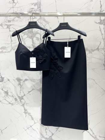 Uubags | Valentino crop top and skirt black set