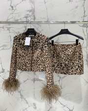 Uubags | Valentino Y2K Sparkle Leopard Feather Trim Top Set - 1