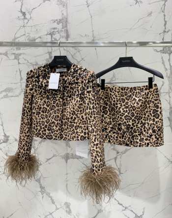 Uubags | Valentino Y2K Sparkle Leopard Feather Trim Top Set