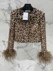 Uubags | Valentino Y2K Sparkle Leopard Feather Trim Top Set - 6