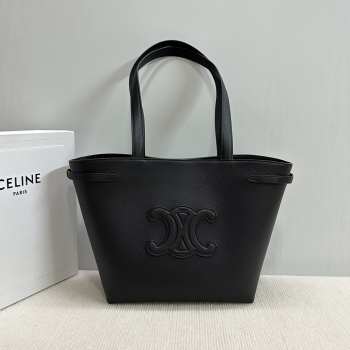 Uubags | Celine Cabas Anais Cuir Triomphe Bag in Black Grained Calfskin 28x24x12cm