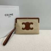 Uubags | Celine small pouch with strap in textile and brown calfskin 25x17.5x1cm - 1