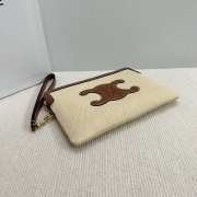 Uubags | Celine small pouch with strap in textile and brown calfskin 25x17.5x1cm - 4