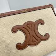 Uubags | Celine small pouch with strap in textile and brown calfskin 25x17.5x1cm - 2