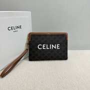 Uubags | Celine small pouch with strap in triomphe canvas with Celine Print 25x17.5x1cm - 1