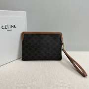 Uubags | Celine small pouch with strap in triomphe canvas with Celine Print 25x17.5x1cm - 5