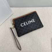 Uubags | Celine small pouch with strap in triomphe canvas with Celine Print 25x17.5x1cm - 3