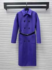 Uubags | Belted Long Coat Purple Double-Sided Blended Virgin Wool and Angora Felt - 1