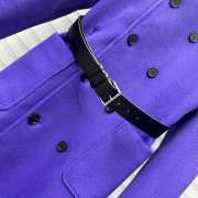 Uubags | Belted Long Coat Purple Double-Sided Blended Virgin Wool and Angora Felt - 3