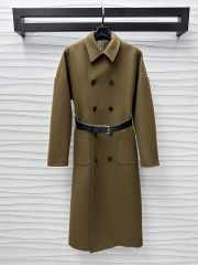 Uubags | Belted Long Coat Green Double-Sided Blended Virgin Wool and Angora Felt - 1