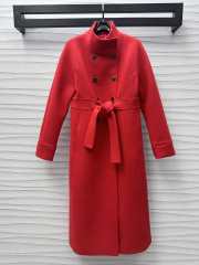 Uubags | Belted Long Coat Red Double-Sided Blended Virgin Wool and Angora Felt - 1