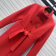 Uubags | Belted Long Coat Red Double-Sided Blended Virgin Wool and Angora Felt - 3