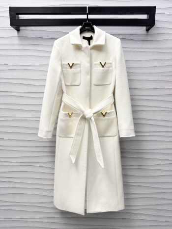 Uubags | Valentino Garavani Drill double-breasted coat in white