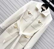 Uubags | Valentino Garavani Drill double-breasted coat in white - 5