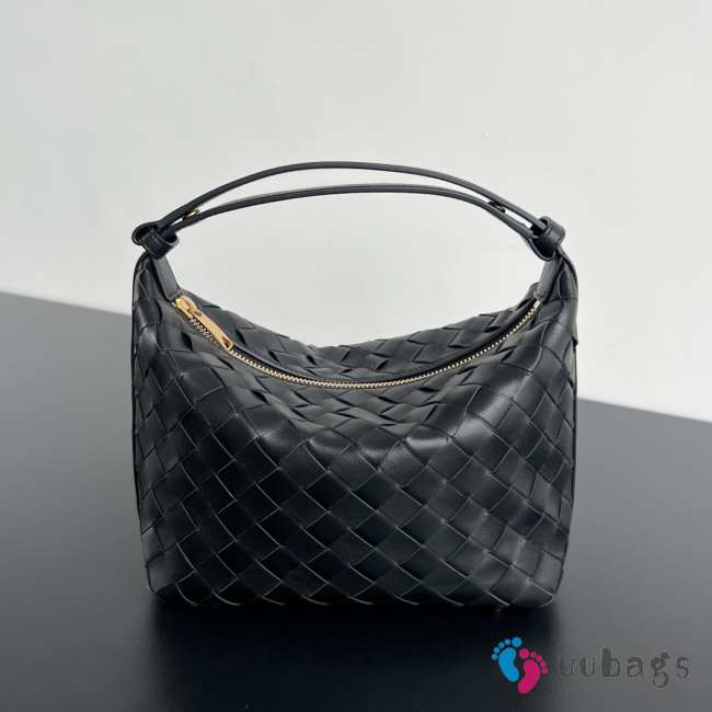 Uubags | Bottega Veneta Wallace bag with Intrecciato craftsmanship in black calf leather 22x13x9.5cm - 1