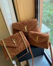 Uubags | YSL loulou quilted suede shoulder bag in brown 20cm - 1