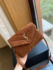 Uubags | YSL loulou quilted suede shoulder bag in brown 20cm - 3